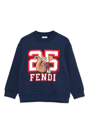 felpa in cotone blu FENDI KIDS | JUH1015V0F1I11